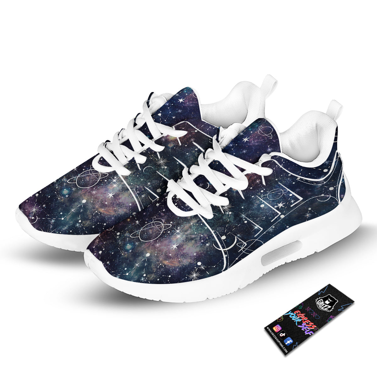 Space Constellation Galaxy Print Tennis Shoes-grizzshop