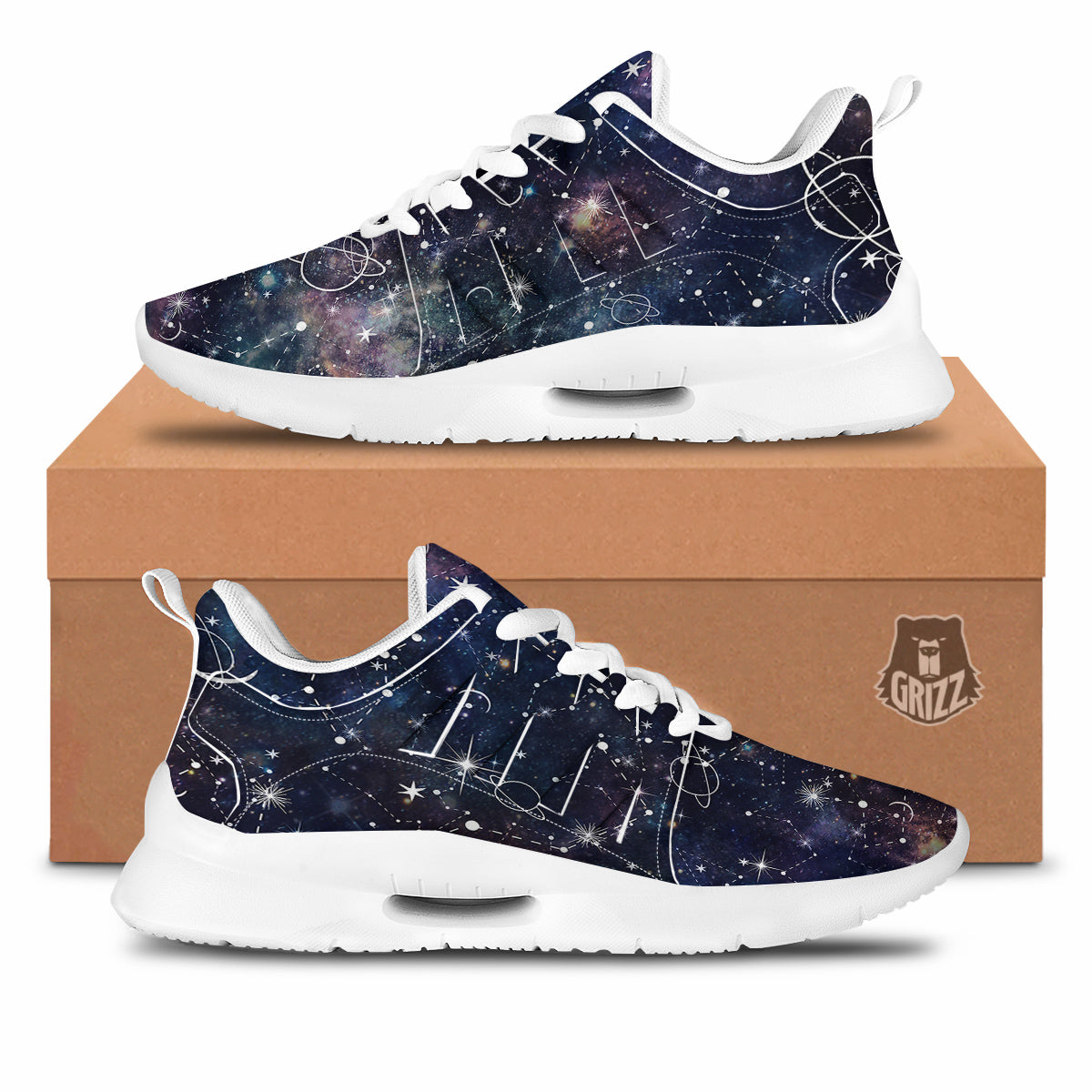 Space Constellation Galaxy Print Tennis Shoes-grizzshop