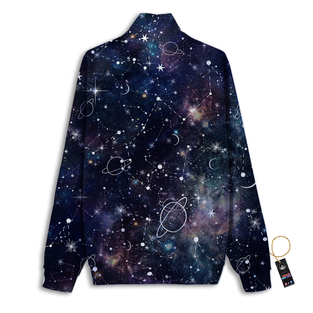 Space Constellation Galaxy Print Track Jacket-grizzshop