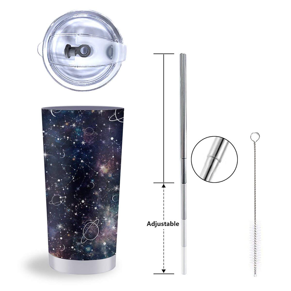 Space Constellation Galaxy Print Tumbler-grizzshop