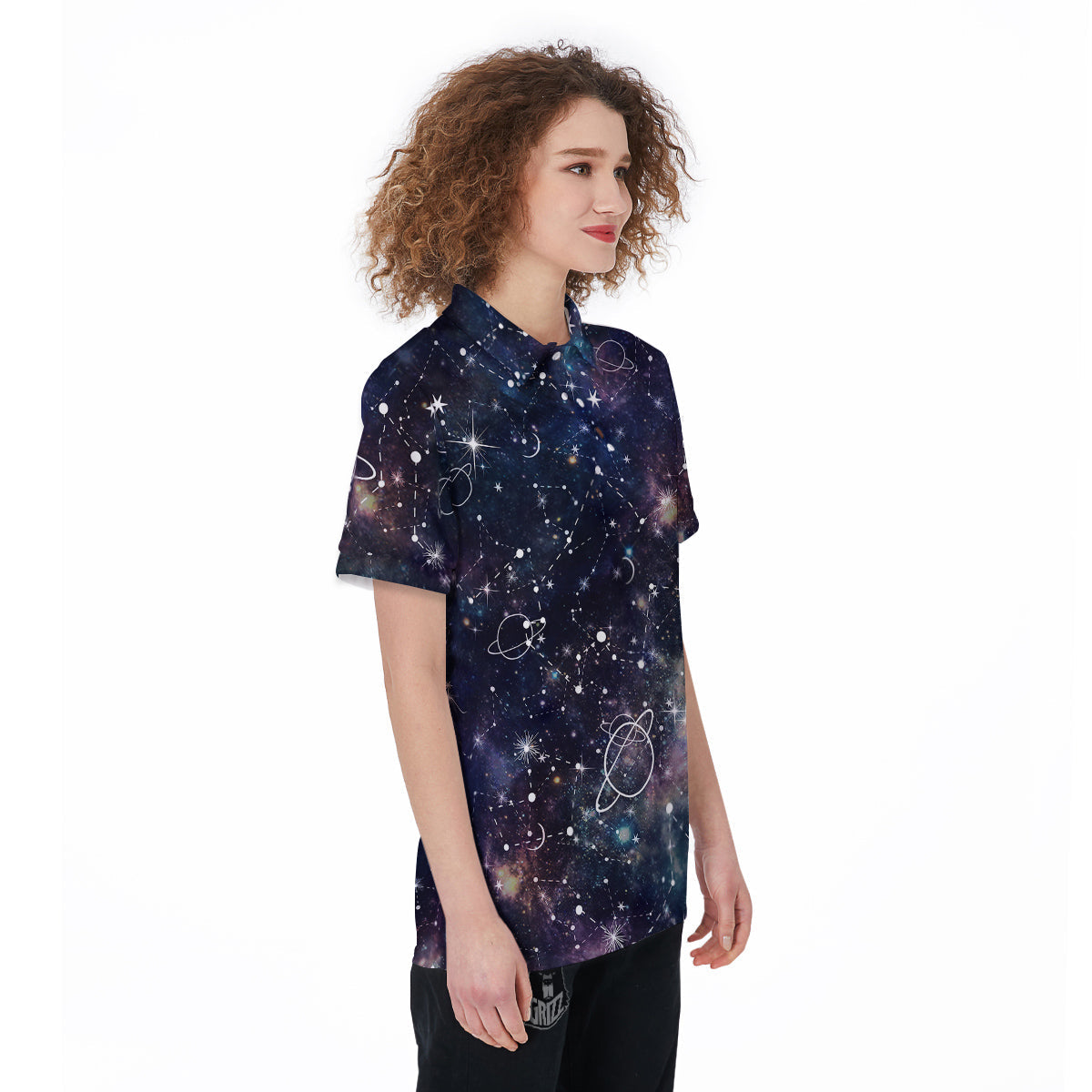 Space Constellation Galaxy Print Women's Golf Shirts-grizzshop