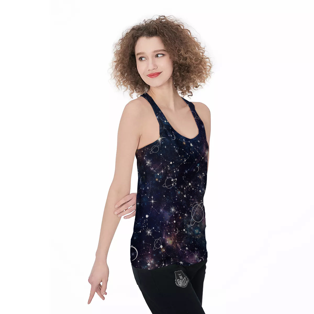 Space Constellation Galaxy Print Women's Racerback Tank Top-grizzshop