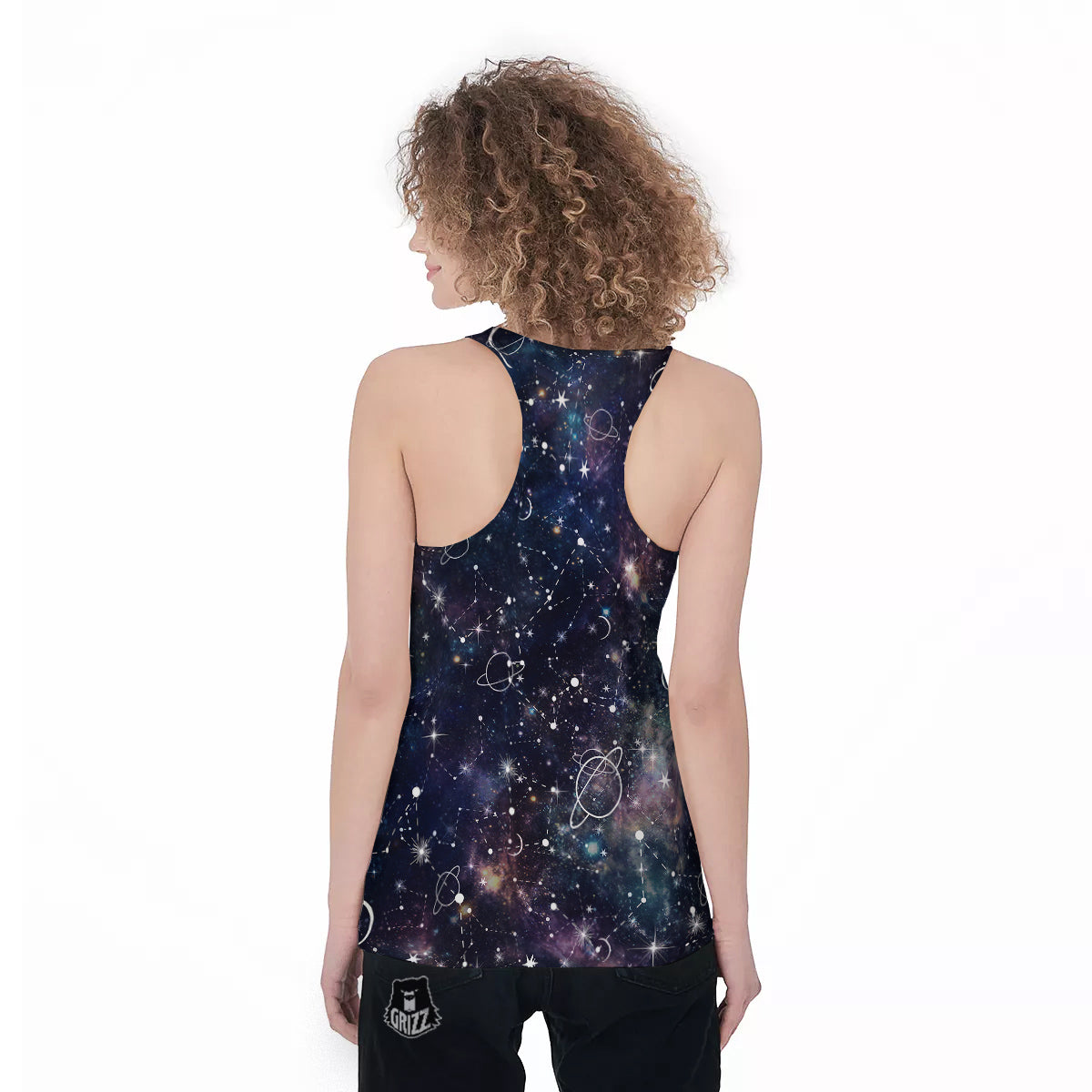 Space Constellation Galaxy Print Women's Racerback Tank Top-grizzshop