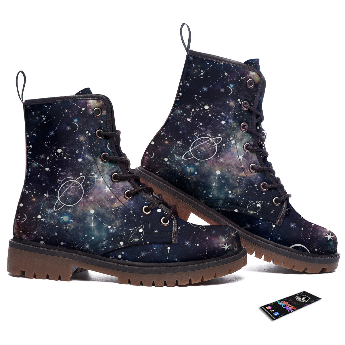 Space Constellation Galaxy Print Work Boots-grizzshop