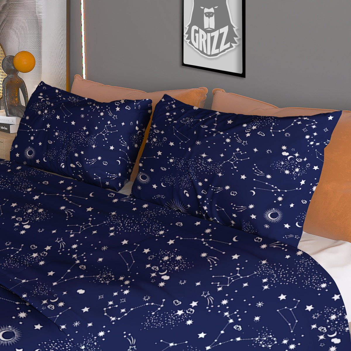 Space Constellation Print Pattern Duvet Cover Bedding Set-grizzshop