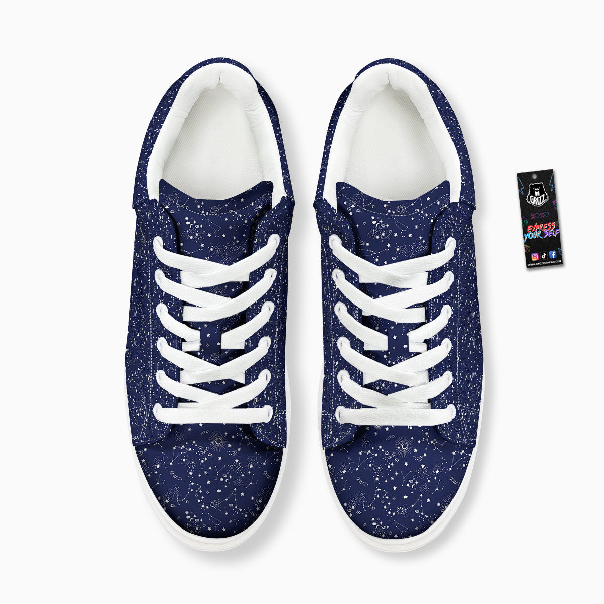 Space Constellation Print Pattern Platform Shoes-grizzshop