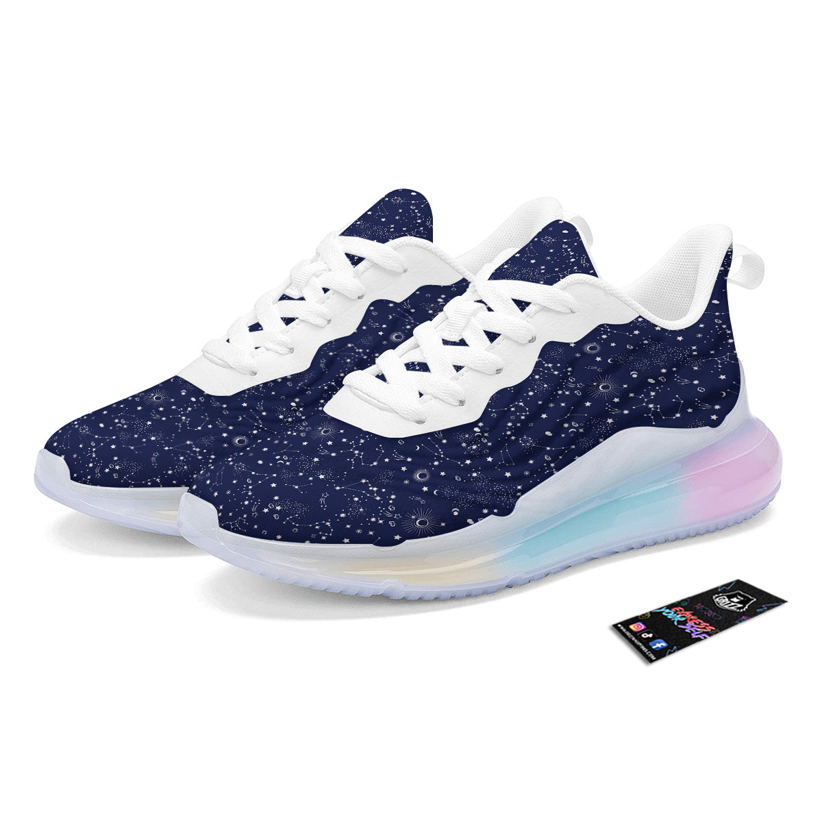 Space Constellation Print Pattern Running Sneakers-grizzshop