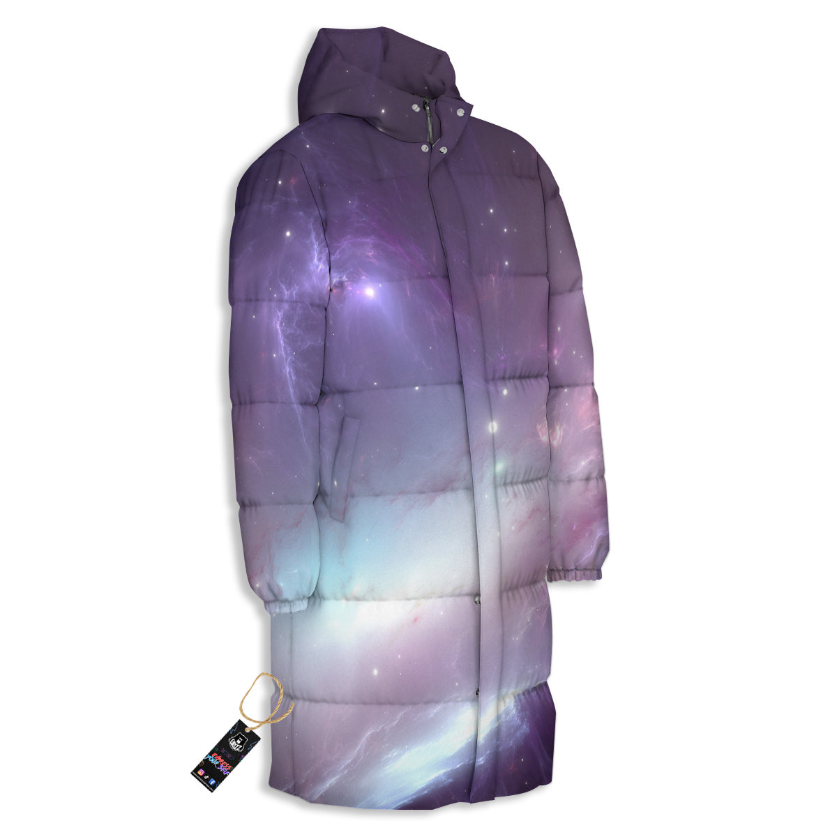 Space Cosmic Print Long Down Jacket-grizzshop