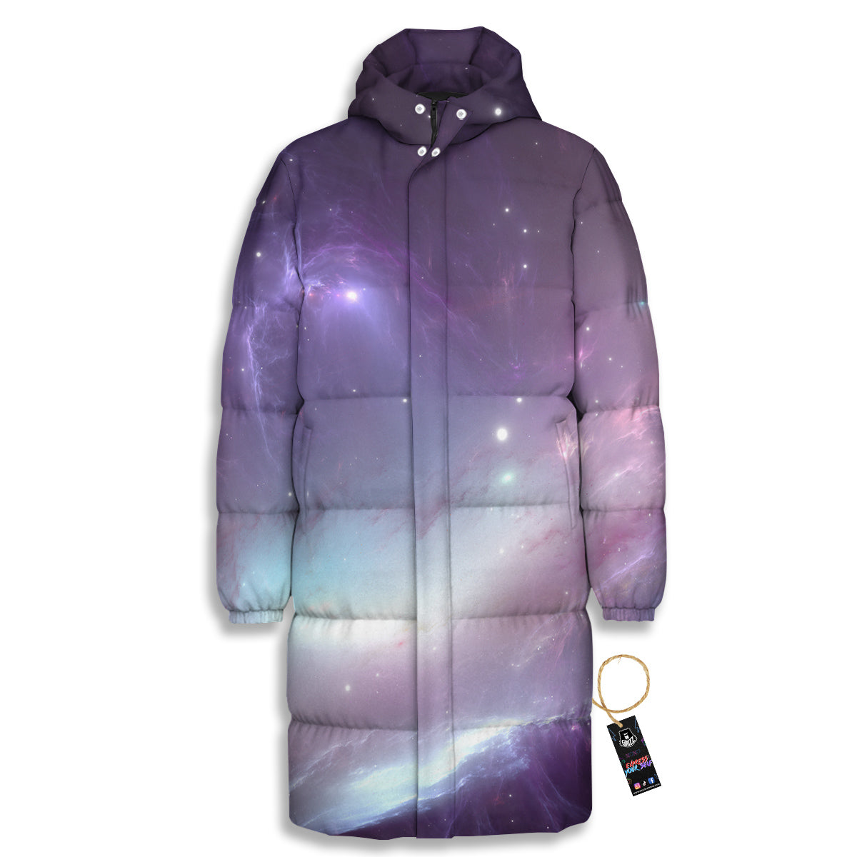 Space Cosmic Print Long Down Jacket-grizzshop