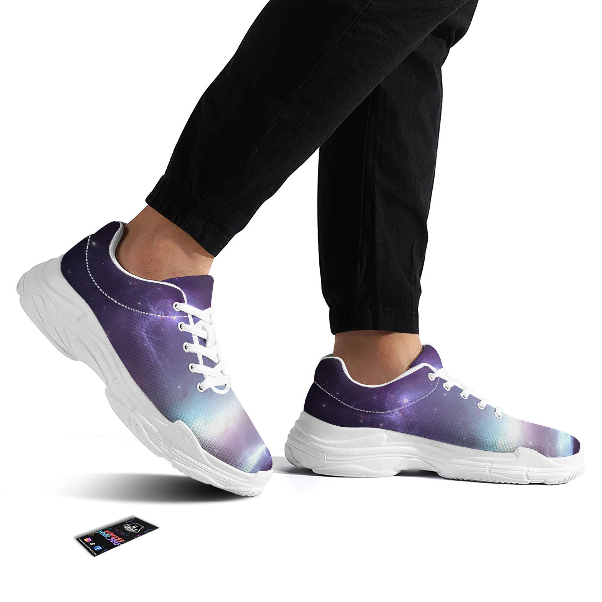 Space Cosmic Print White Chunky Shoes-grizzshop