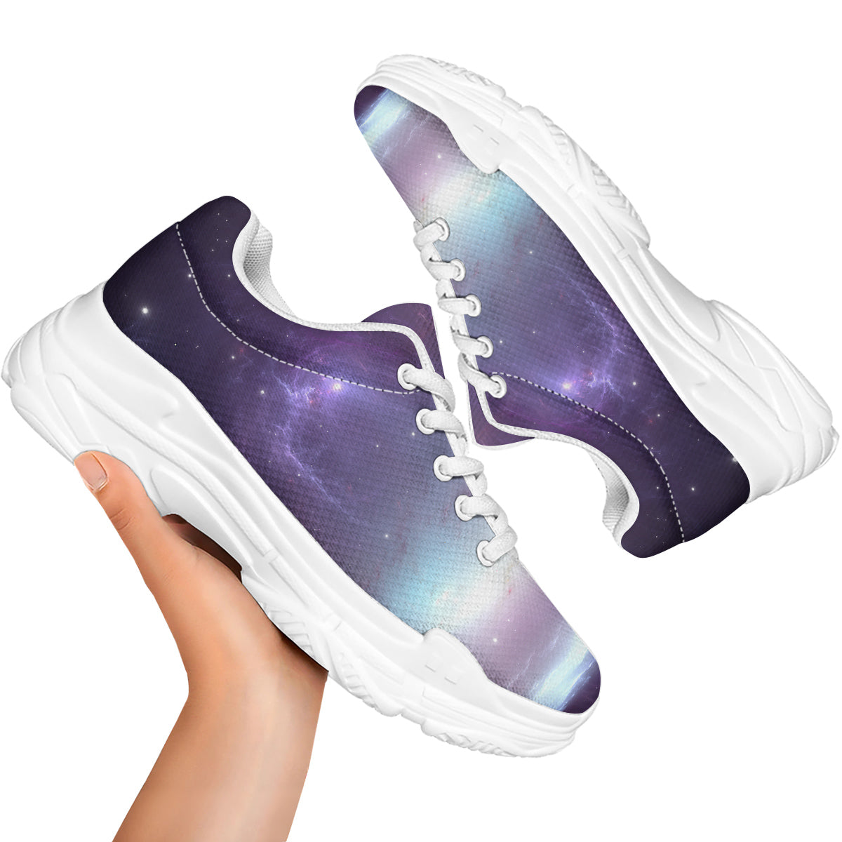 Space Cosmic Print White Chunky Shoes-grizzshop