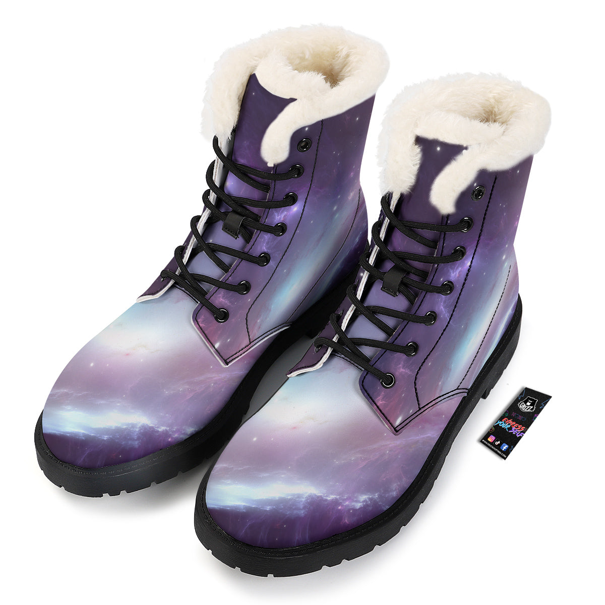 Space Cosmic Print Winter Boots-grizzshop