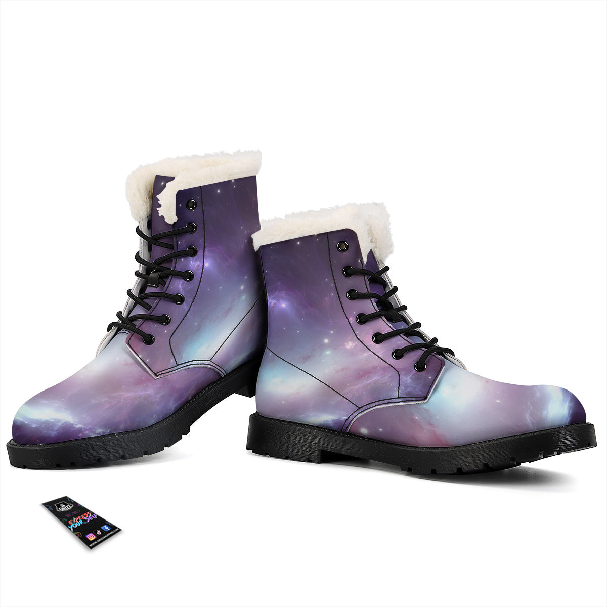 Space Cosmic Print Winter Boots-grizzshop