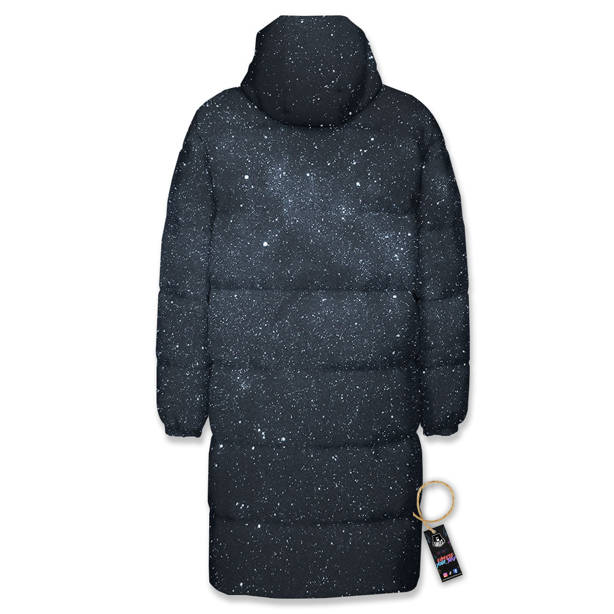 Space Dark Print Long Down Jacket-grizzshop
