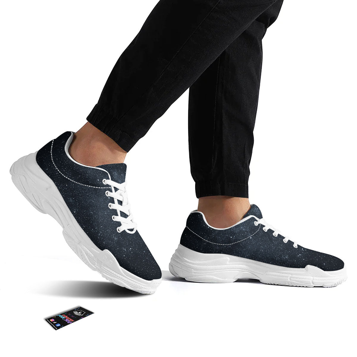 Space Dark Print White Chunky Shoes-grizzshop