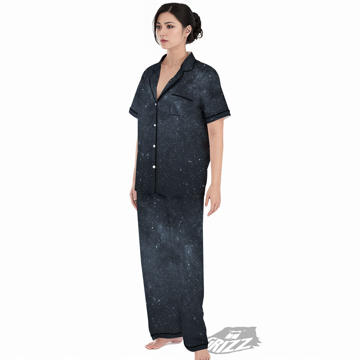 Space Dark Print Women's Pajamas Set-grizzshop