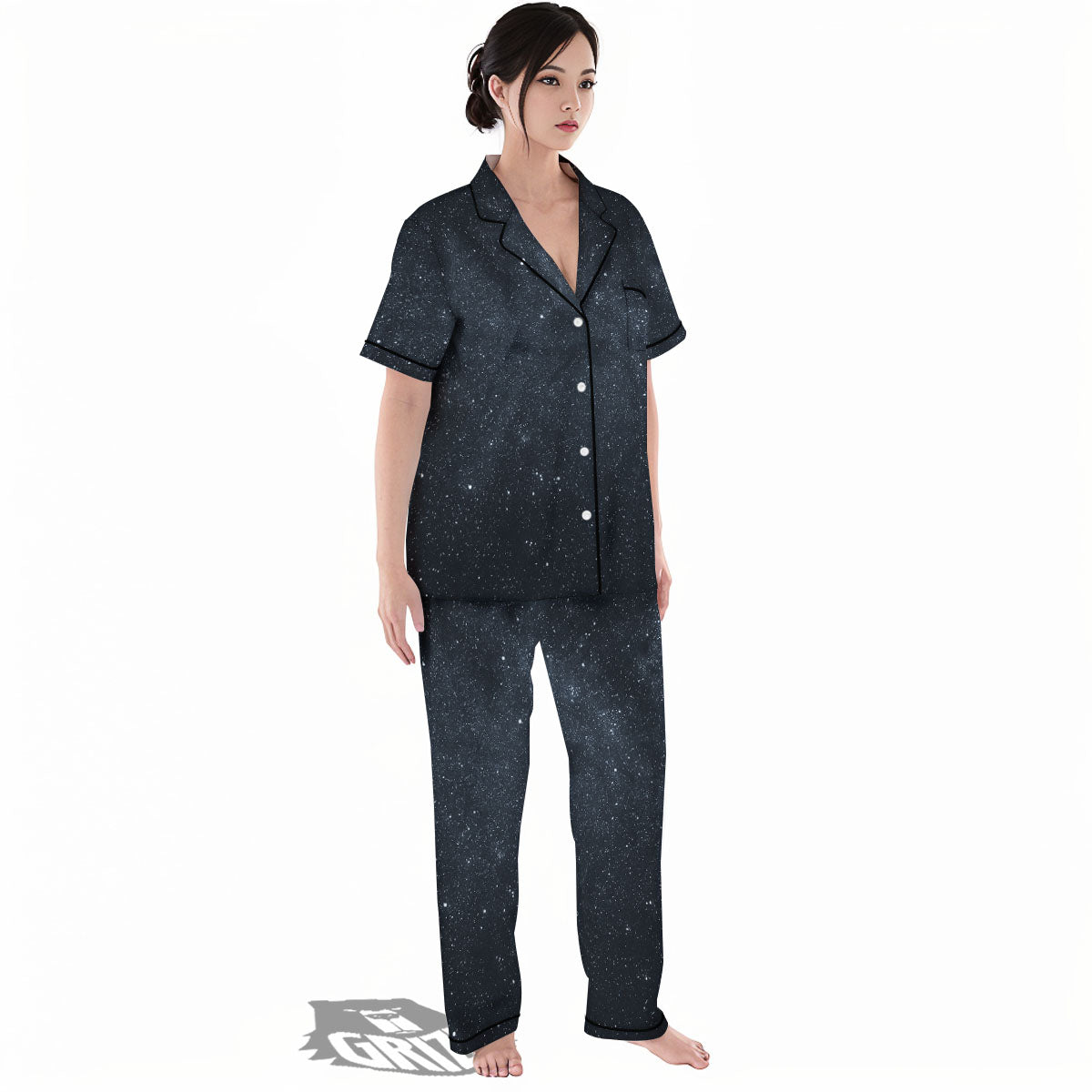 Space Dark Print Women's Pajamas Set-grizzshop