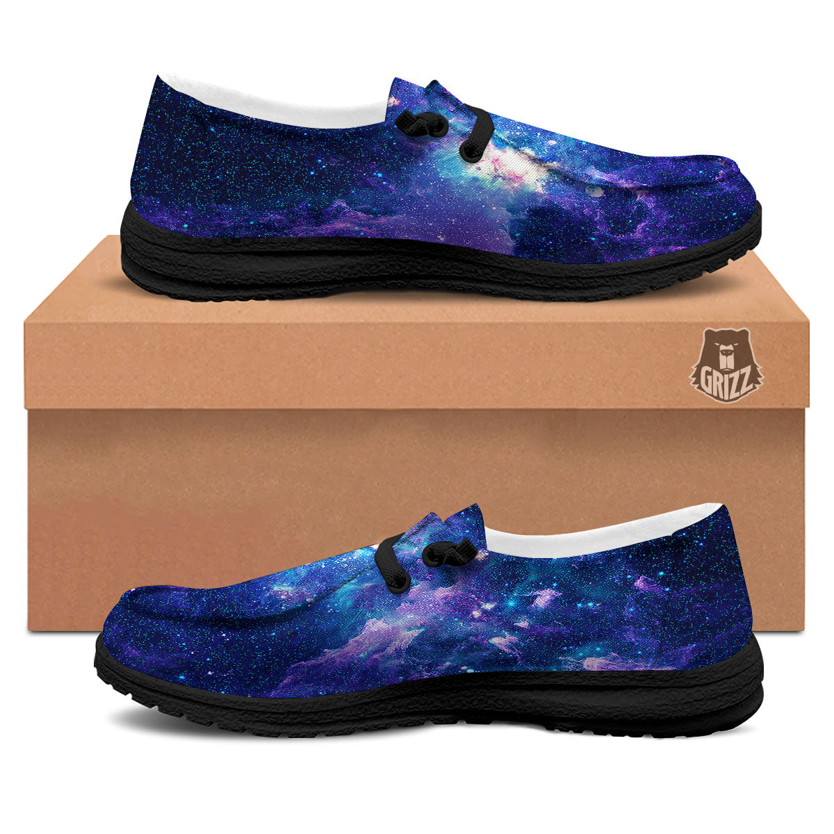 Space Deep Print Black Loafers-grizzshop
