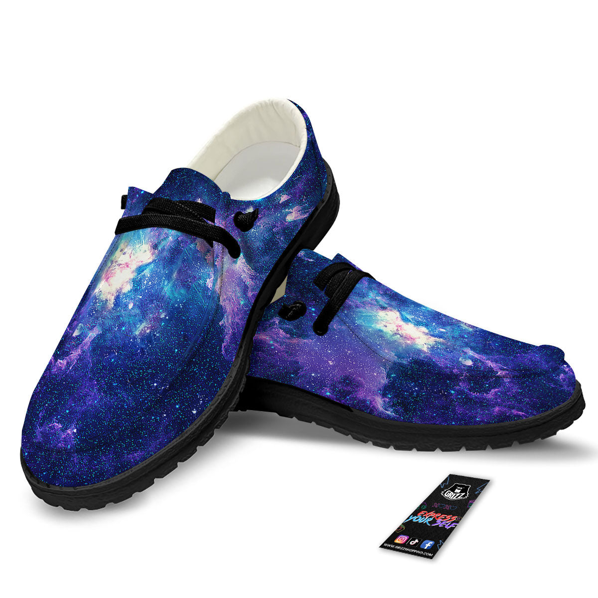 Space Deep Print Black Loafers-grizzshop