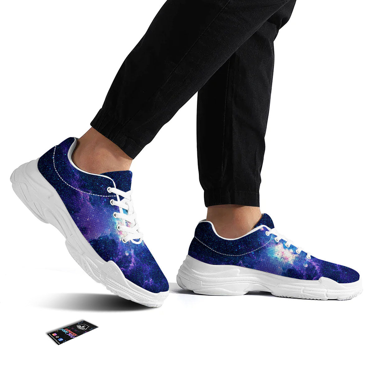 Space Deep Print White Chunky Shoes-grizzshop
