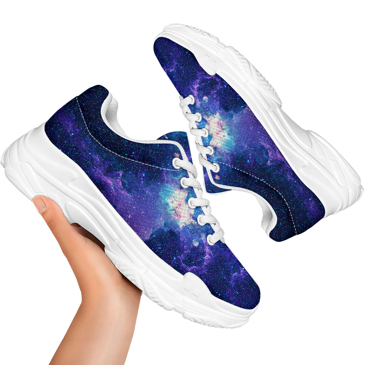 Space Deep Print White Chunky Shoes-grizzshop