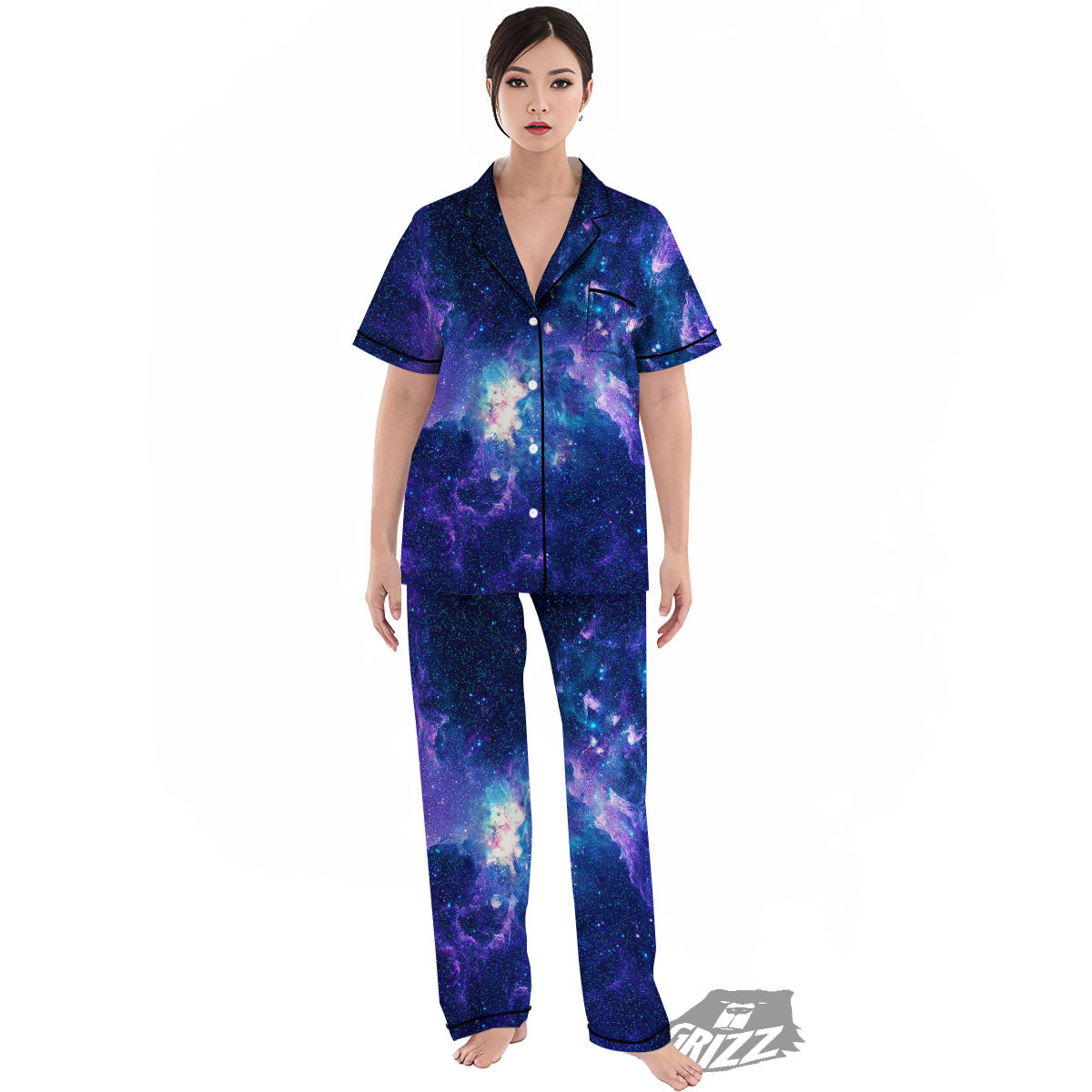 Space Deep Print Women's Pajamas Set-grizzshop