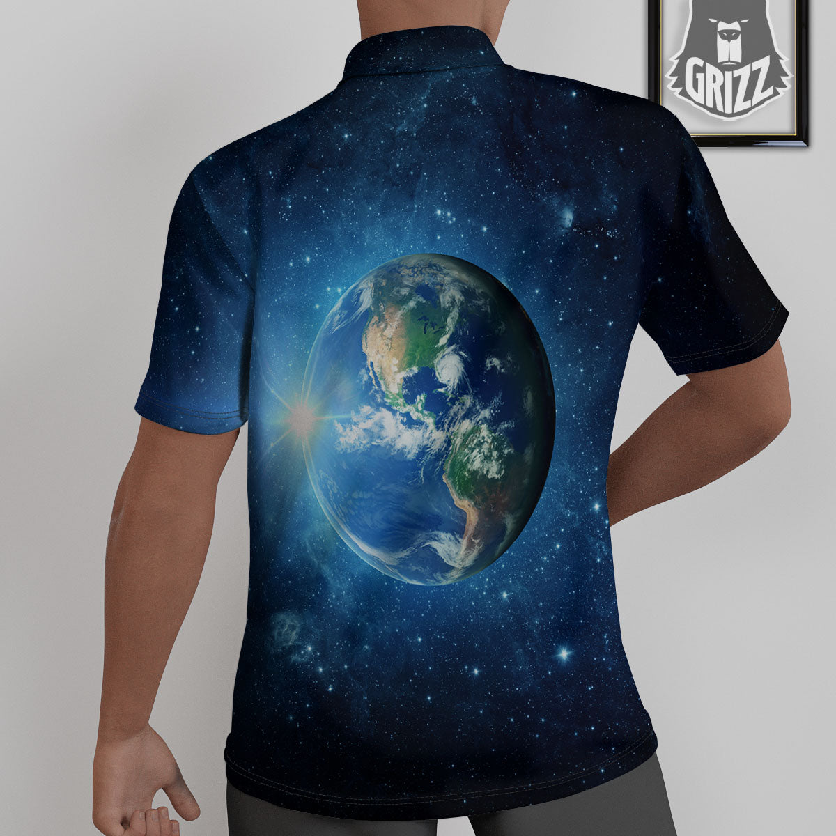 Space Earth Planet And Print Untucked Shirts-grizzshop