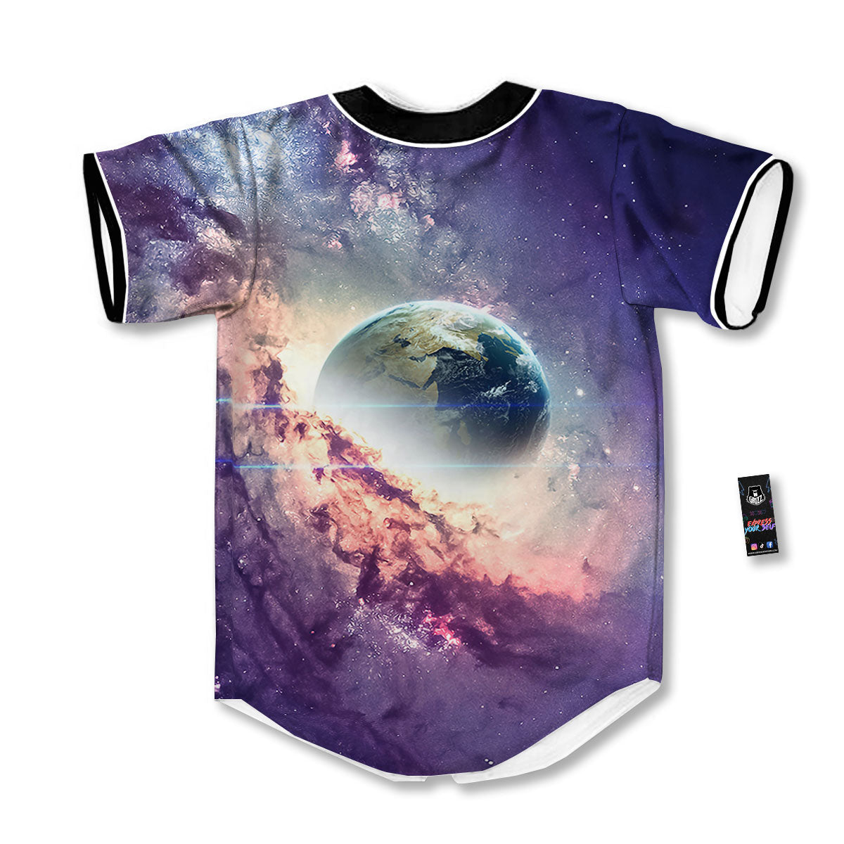 Space Endless Print Baseball Jersey-grizzshop