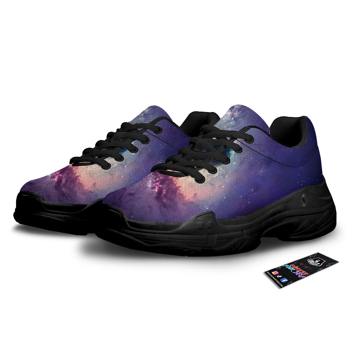 Space Endless Print Black Chunky Shoes-grizzshop