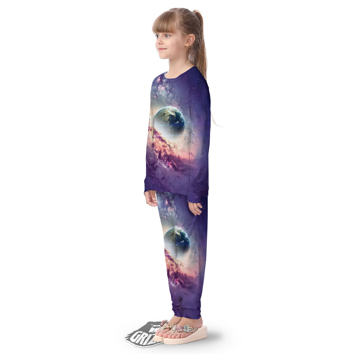Space Endless Print Kid's Pajamas-grizzshop