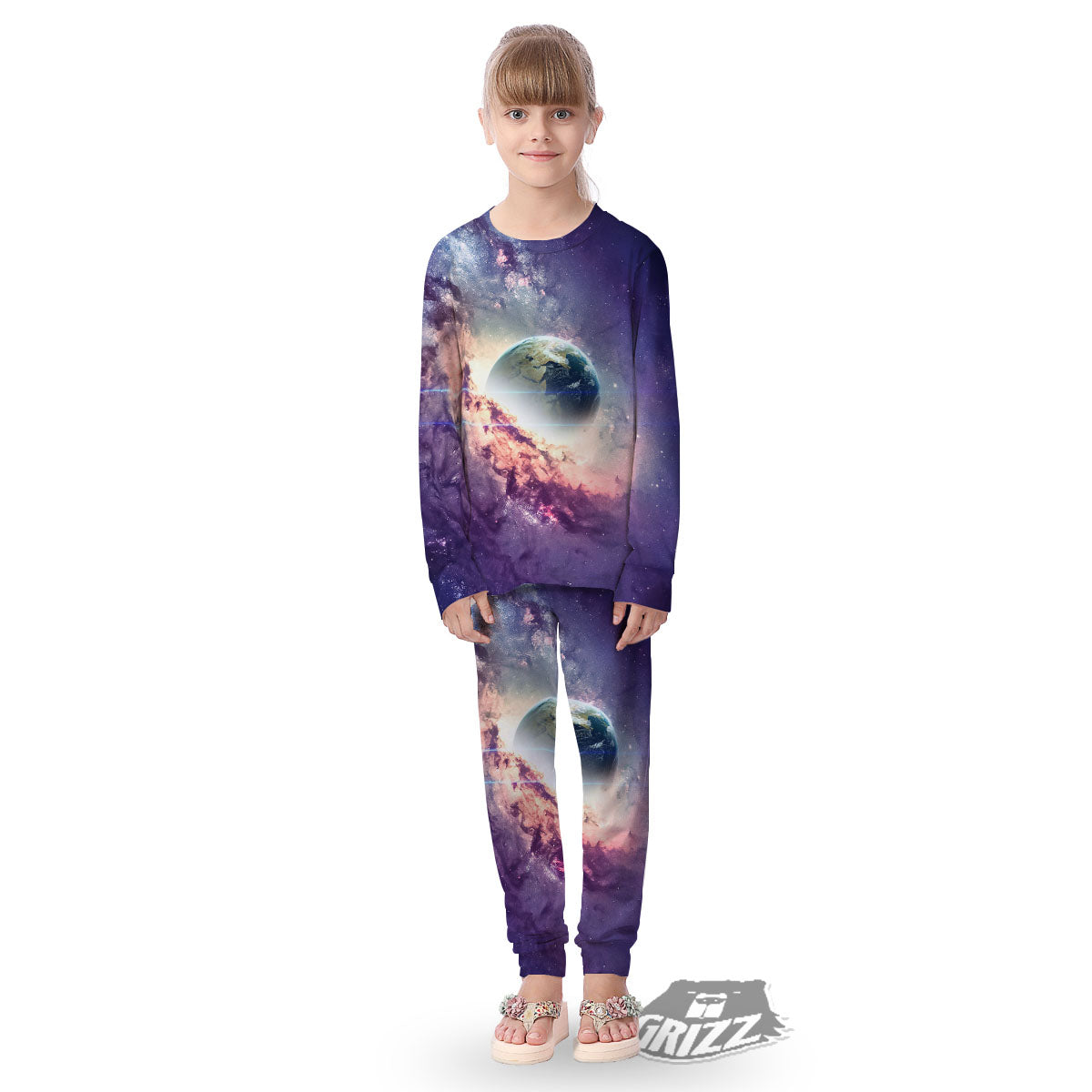 Space Endless Print Kid's Pajamas-grizzshop