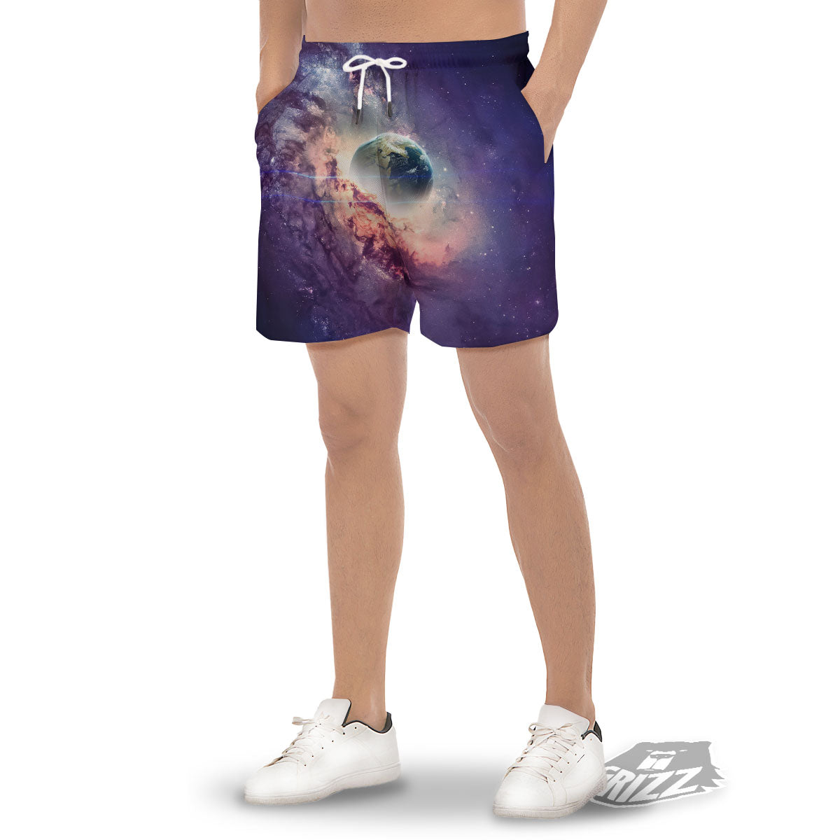Space Endless Print Men's Gym Shorts-grizzshop