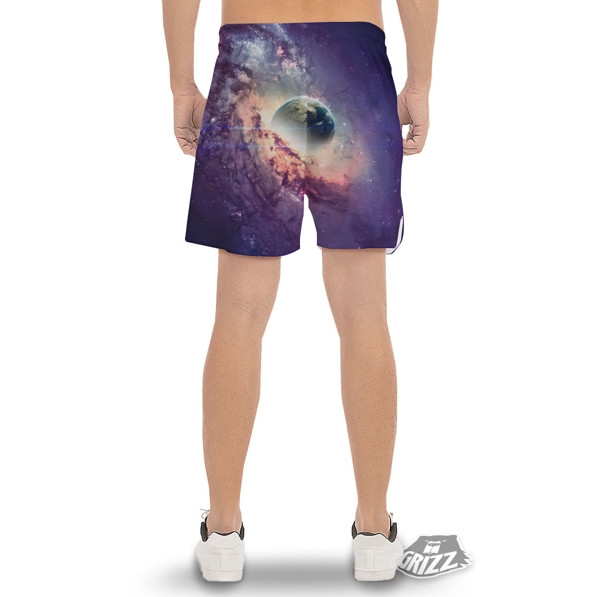 Space Endless Print Men's Gym Shorts-grizzshop