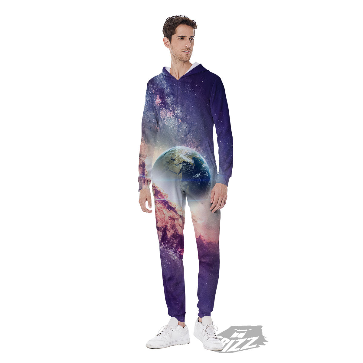 Space Endless Print Men's Jumpsuit-grizzshop