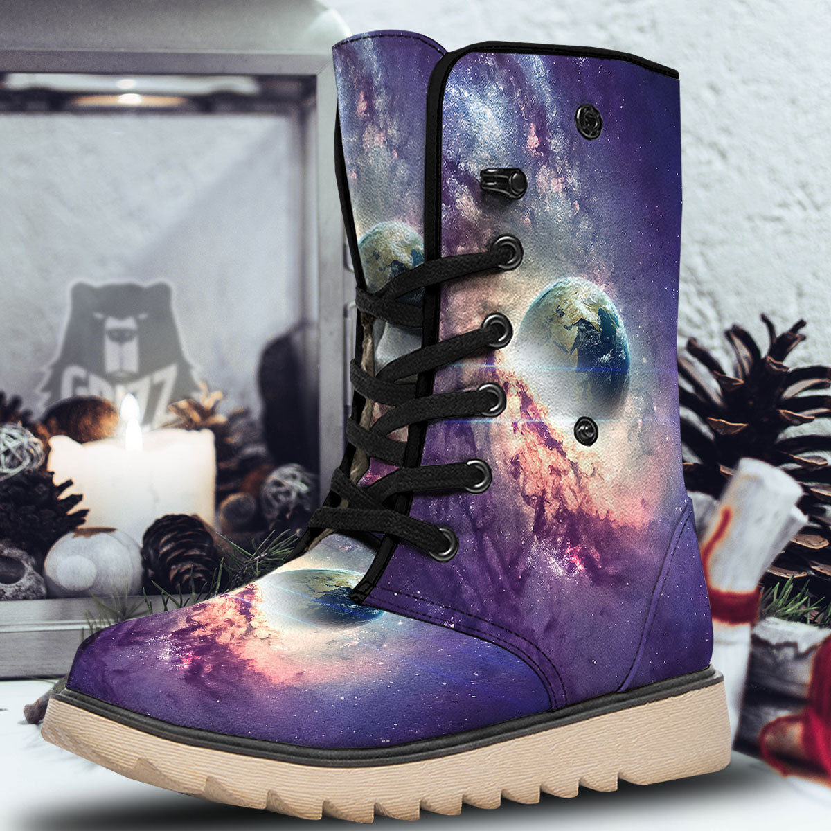 Space Endless Print Snow Boots-grizzshop