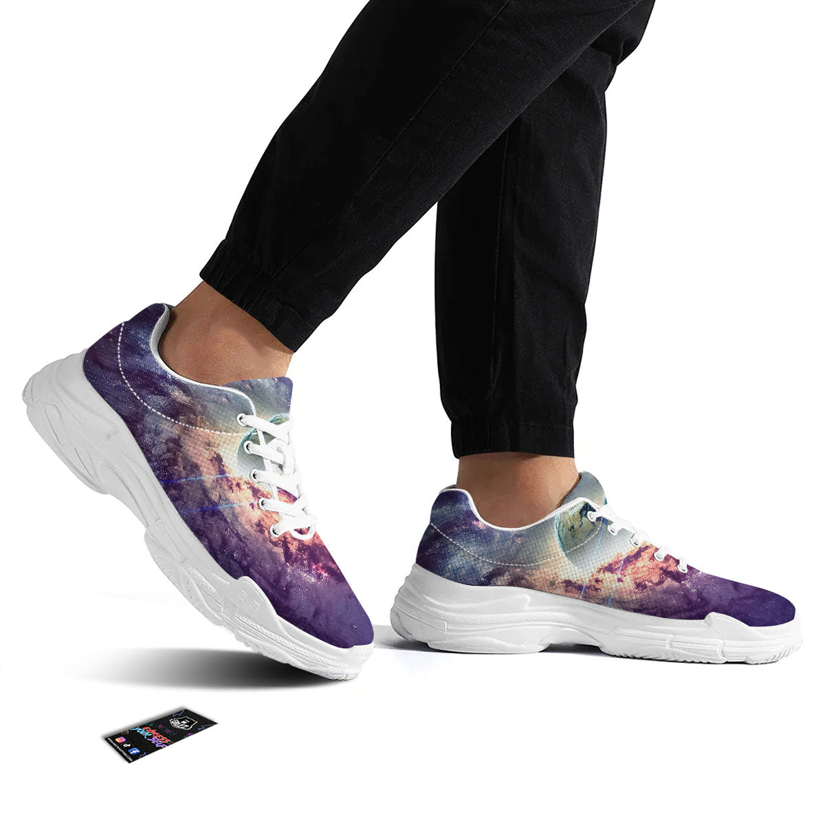 Space Endless Print White Chunky Shoes-grizzshop