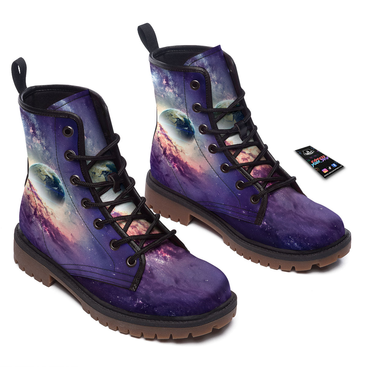 Space Endless Print Work Boots-grizzshop