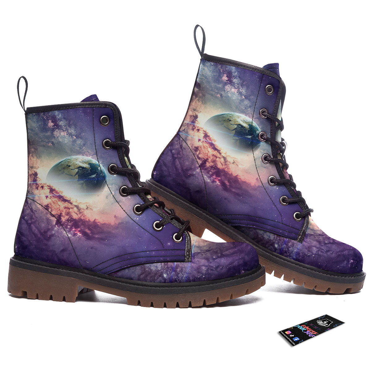 Space Endless Print Work Boots-grizzshop