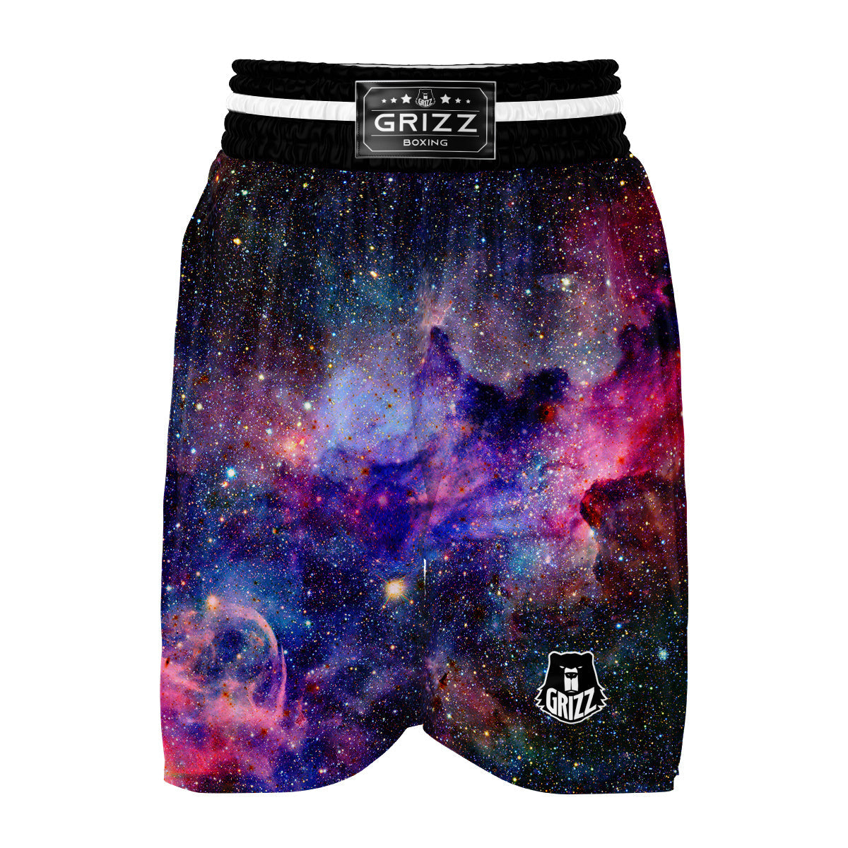 Space Galaxy Purple Stardust Print Boxing Shorts-grizzshop