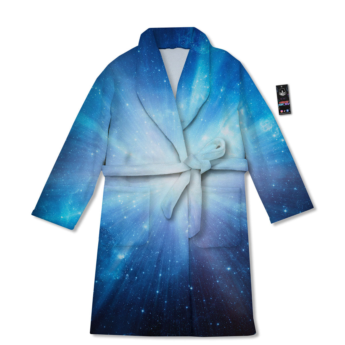 Space Light Blue Print Bathrobe-grizzshop