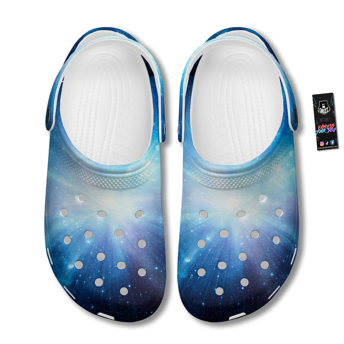 Space Light Blue Print Clog-grizzshop