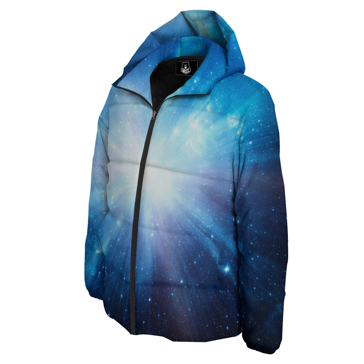 Space Light Blue Print Down Jacket-grizzshop