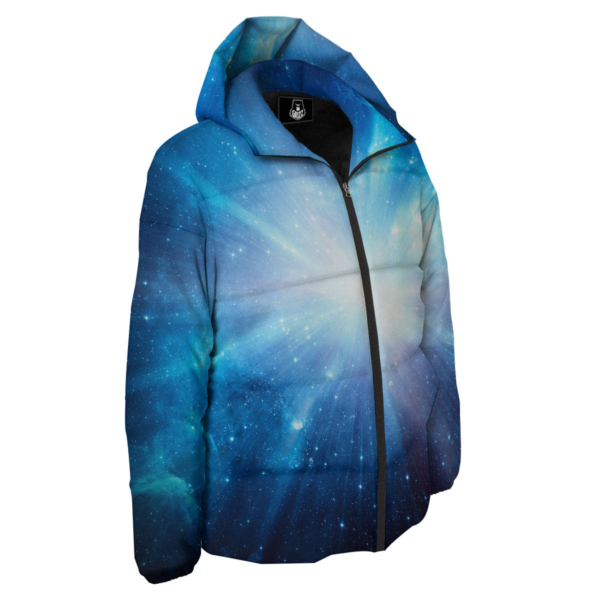 Space Light Blue Print Down Jacket-grizzshop