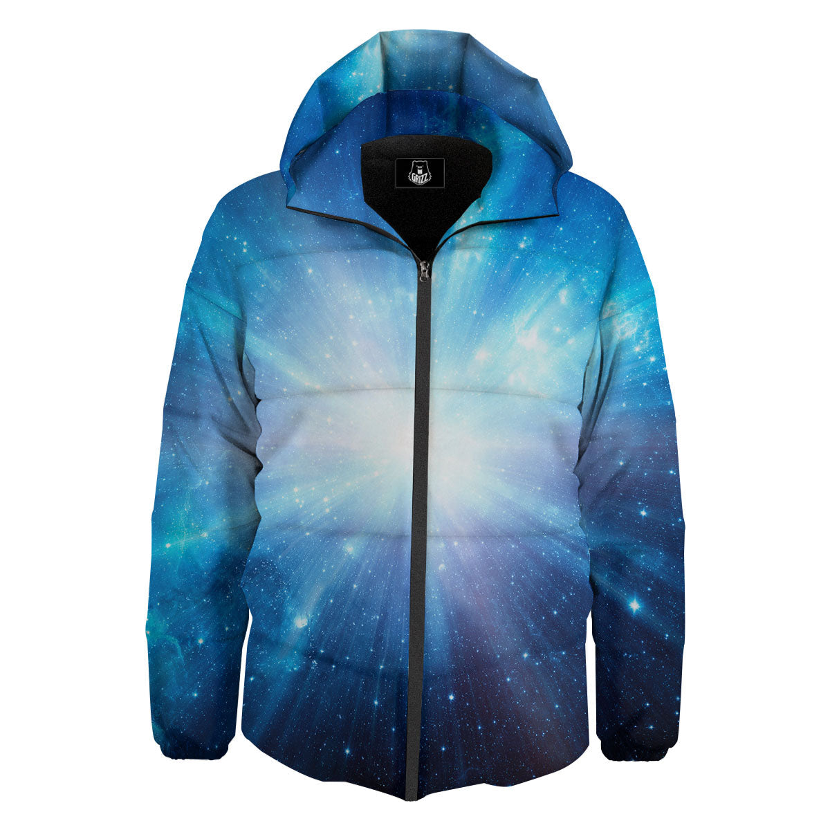 Space Light Blue Print Down Jacket-grizzshop