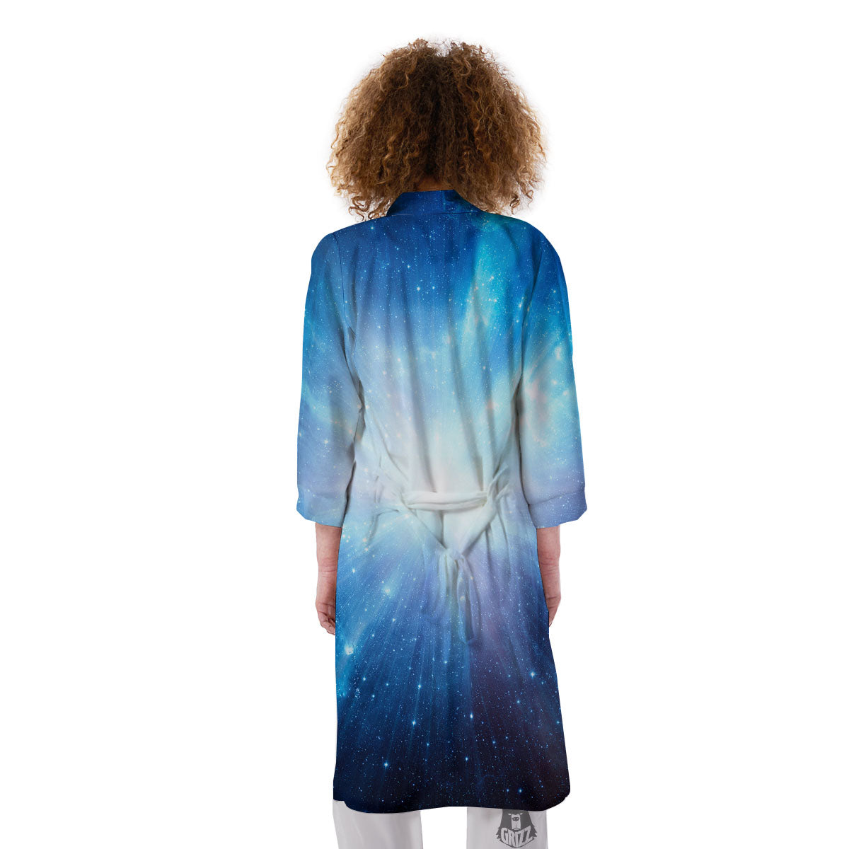 Space Light Blue Print Kimono-grizzshop