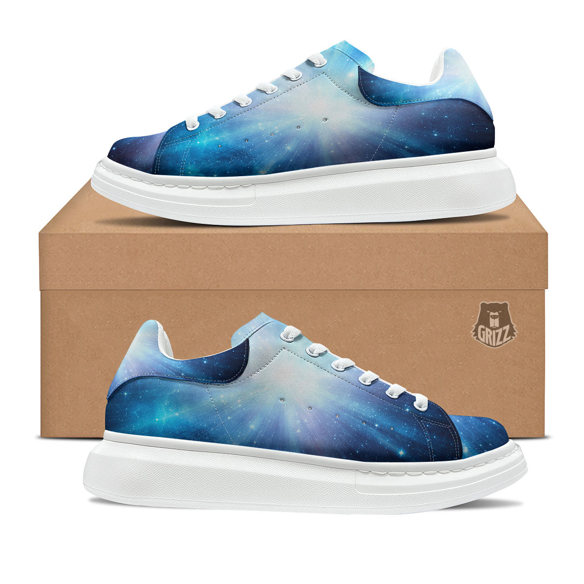 Space Light Blue Print Platform Shoes-grizzshop
