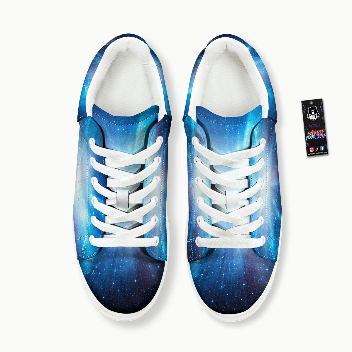 Space Light Blue Print Platform Shoes-grizzshop