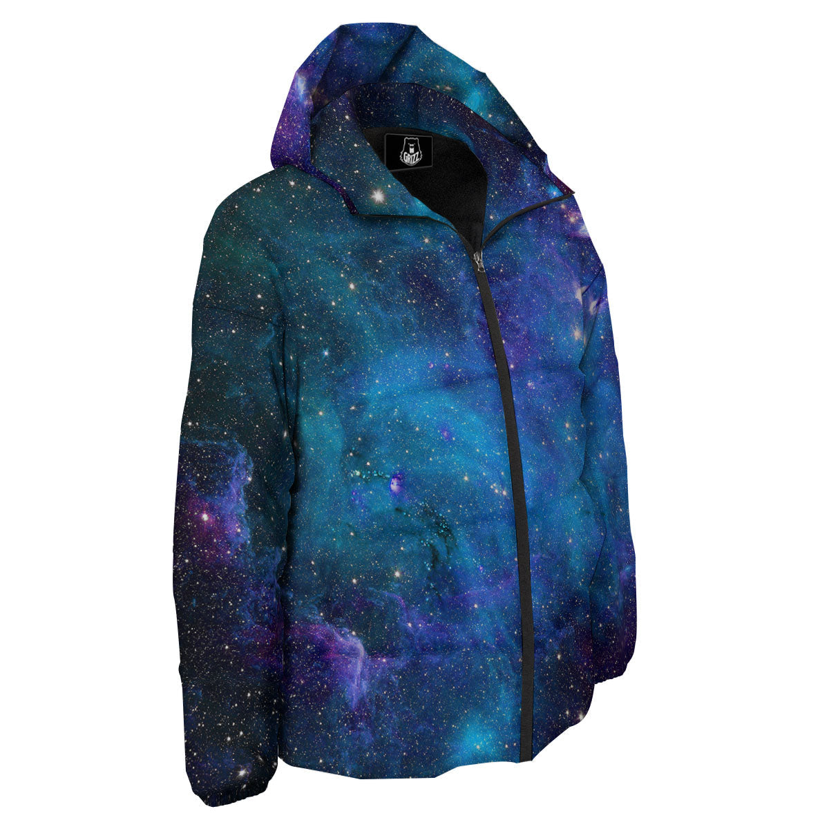 Space Nebula Print Down Jacket-grizzshop
