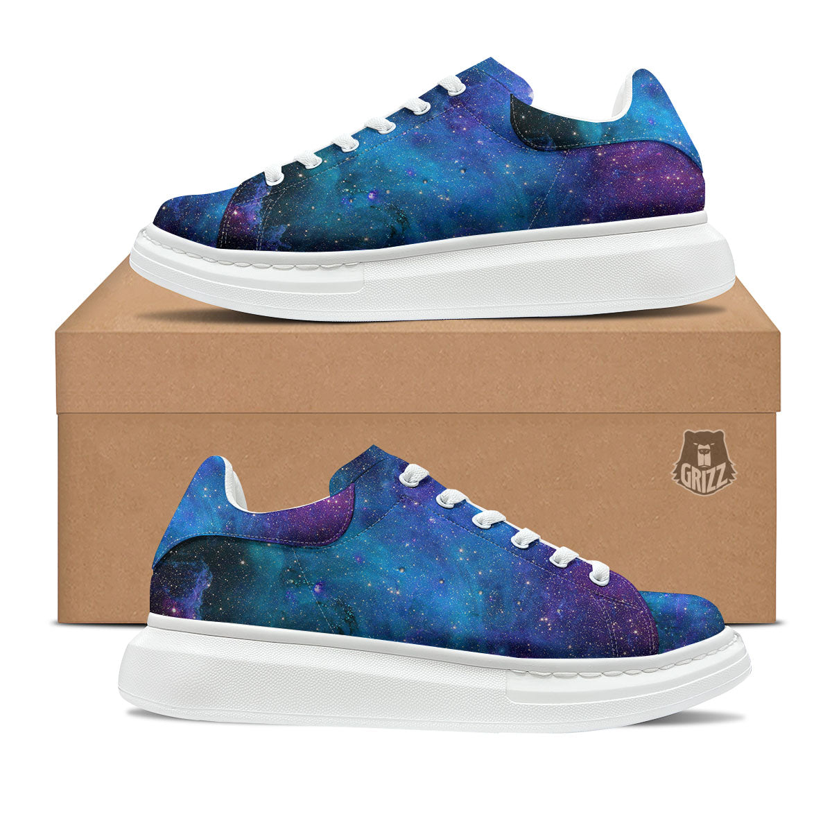 Space Nebula Print Platform Shoes-grizzshop