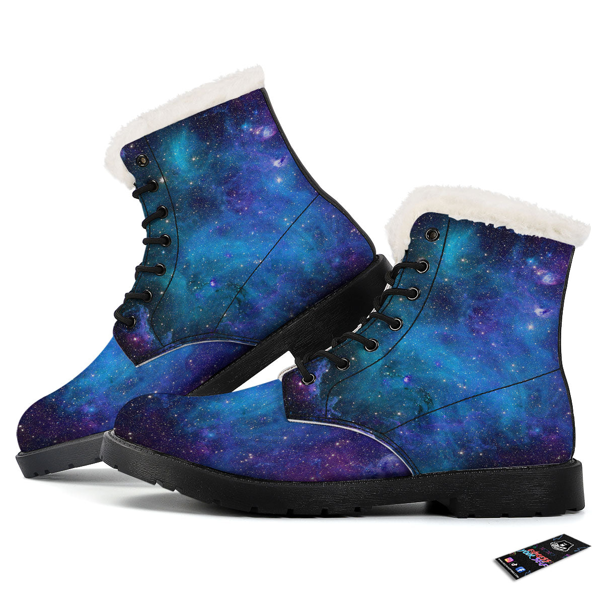 Space Nebula Print Winter Boots-grizzshop
